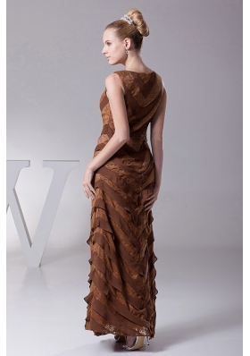 Column Designer Mother Of The Bride Dress Bateau Brown