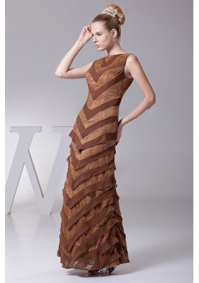 Column Designer Mother Of The Bride Dress Bateau Brown