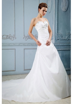 Appliques Bridal Dresses Sweetheart with Beading Train