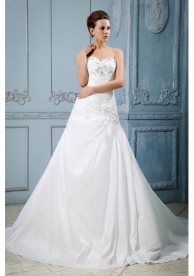 Appliques Bridal Dresses Sweetheart with Beading Train