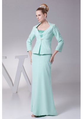 Chiffon Mother Of The Bride Dress Apple Green Sleeves