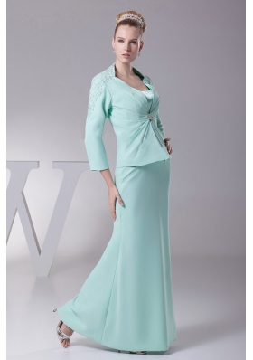 Chiffon Mother Of The Bride Dress Apple Green Sleeves