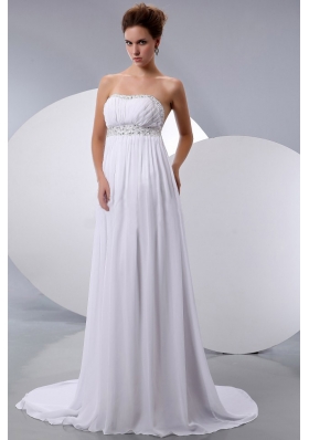 Beading Court Train Chiffon Empire Wedding Bridal Gown