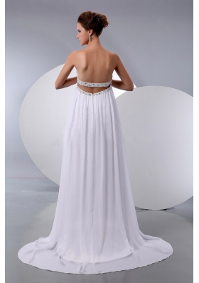 Beading Court Train Chiffon Empire Wedding Bridal Gown