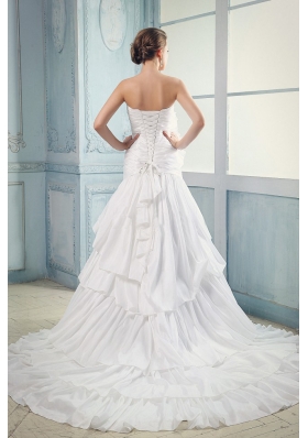 Ruching and Beading Ruffled Layers A-line Wedding Dress