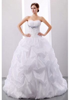 Ball Gown With Appliques and Pick-ups Wedding Dress