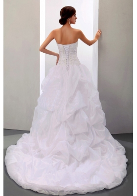 Ball Gown With Appliques and Pick-ups Wedding Dress