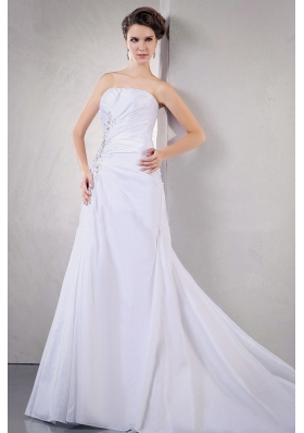 Chiffon Wedding Dress With Appliques Beading Ruching