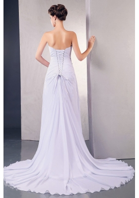 Elegant 2013 Wedding Dress Appliques Ruching Court