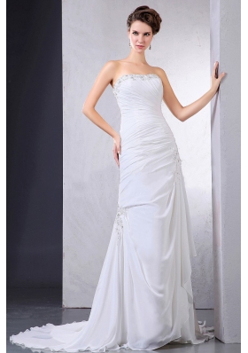 Appliques Ruching 2013 Wedding Dress Court Chiffon