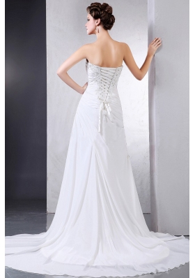 Appliques Ruching 2013 Wedding Dress Court Chiffon