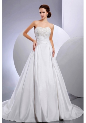 New Arrival Appliques Wedding Dress Ruching Chapel