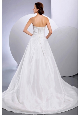 New Arrival Appliques Wedding Dress Ruching Chapel