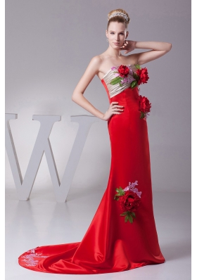 Flowers Decorate Appliques 2013 Prom Dress Customize