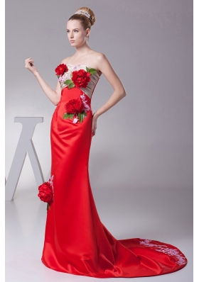 Flowers Decorate Appliques 2013 Prom Dress Customize