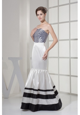 Mermaid Sexy Prom Graduation Dress striature White And Black