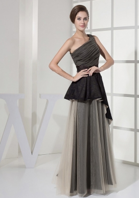 One Shoulder and Ruched Prom Dress Two Layers