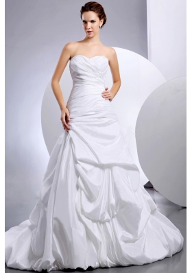 Sweetheart Ruched Beading Wedding Dress Gray And White