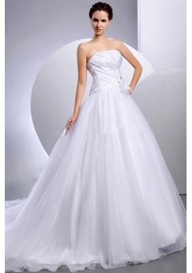 Ruched Wedding Dress Ruched A-line Cathedral Train