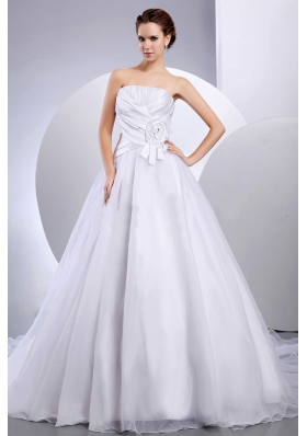 Ruched Wedding Dress Ruched A-line Cathedral Train