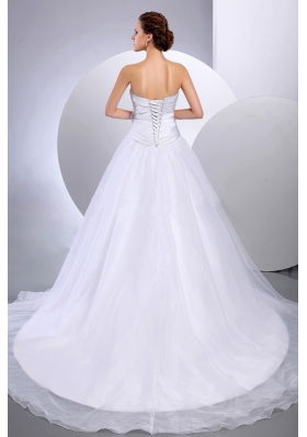 Ruched Wedding Dress Ruched A-line Cathedral Train