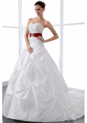 Wedding Dress Sweetheart Appliques Pick-ups Chapel Train