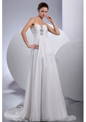 Beading Brush Train Chiffon Bridal Wedding dresses