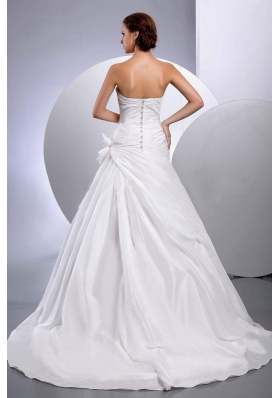 Handmade Flower Brides dresses Taffeta Court Train A-Line