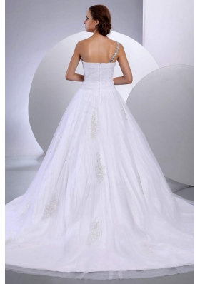 Dresses for Bridal One Shoulder Tulle Appliques A-Line