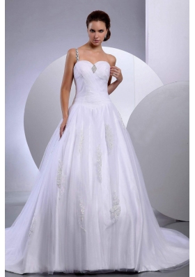 Dresses for Bridal One Shoulder Tulle Appliques A-Line