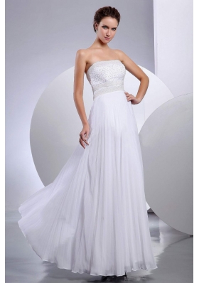 Beading Empire Chiffon Wedding Gowns Floor-length Strapless