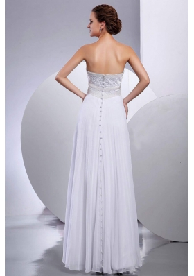 Beading Empire Chiffon Wedding Gowns Floor-length Strapless