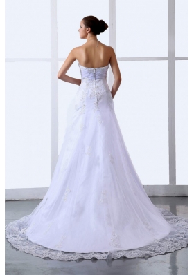 Mermaid Appliques Sweetheart Tulle Wedding Dresses Ruched