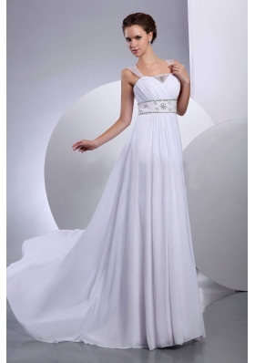 Beaded Wedding Gown Dress Chiffon Court Train