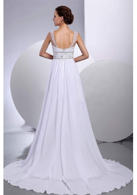 Beaded Wedding Gown Dress Chiffon Court Train