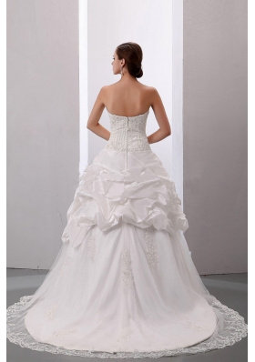 Pick-ups Sweetheart Court Train Bridal Dress Taffeta