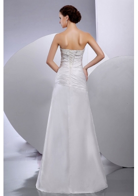 Taffeta Column Strapless Beaded Floor-length Wedding Dresses