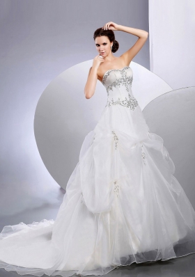 Pick Ups Organza Wedding Gown Dress Court Train