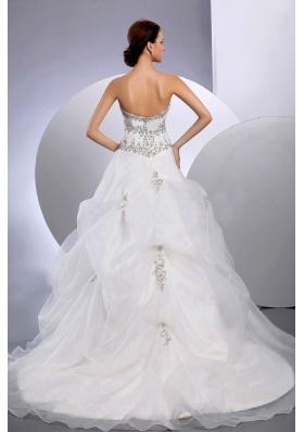 Pick Ups Organza Wedding Gown Dress Court Train