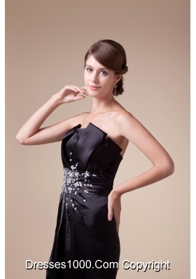 2013 Strapless Beading Black Prom Dress Brush Train