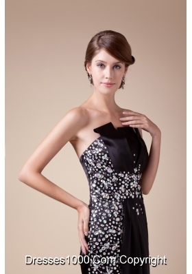 2013 Strapless Beading Black Prom Dress Brush Train