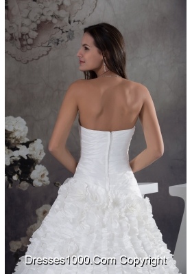 A-line Wedding Dress With Ruching Strapless Court Train