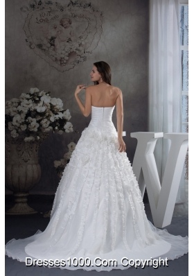 A-line Wedding Dress With Ruching Strapless Court Train