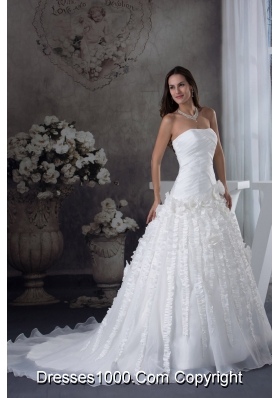 A-line Wedding Dress With Ruching Strapless Court Train