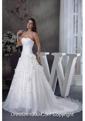 A-line Wedding Dress With Ruching Strapless Court Train