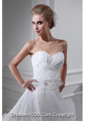 Appliques Ruching Sweetheart Ball Gown Wedding Dress