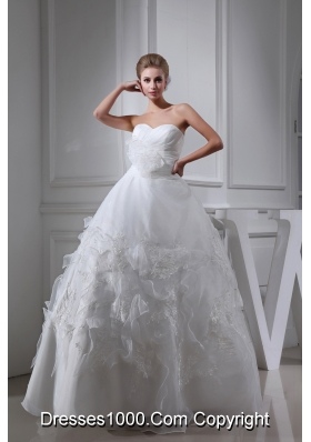 Appliques Ruching Sweetheart Ball Gown Wedding Dress