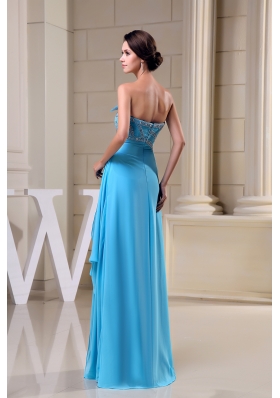 Baby Blue Empire Beading Strapless Chiffon Prom Dress