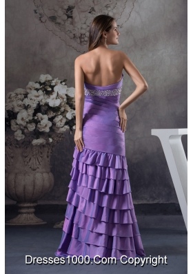 Beading and Ruffled Layers Column Strapless long 2013 Prom Dress