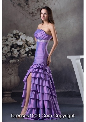 Beading and Ruffled Layers Column Strapless long 2013 Prom Dress